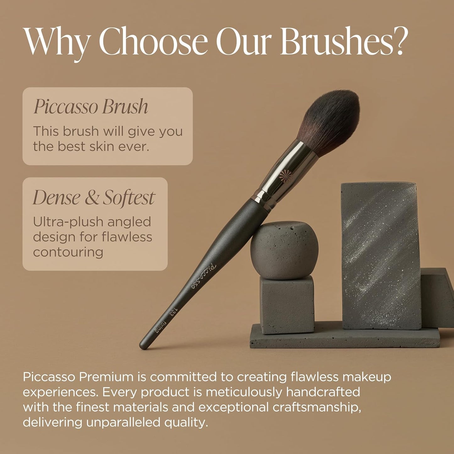 Piccasso 133 Fixing Powder Brush – Soft Synthetic Bristles for Setting Powder, Smooth and Flawless Face Makeup, Gentle Coverage for Pores and Texture, Korean Professional Makeup Brush for Daily Use-BrightBean Baby