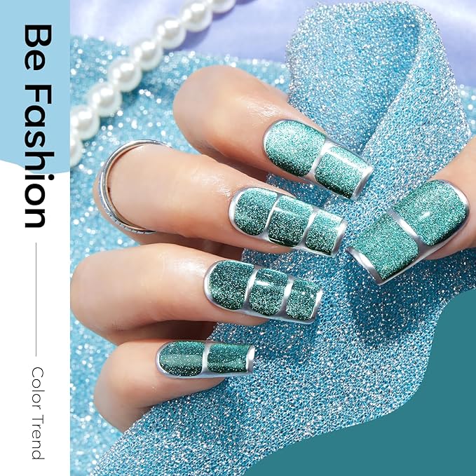 modelones Cat Eye Gel Nail Polish Set, 6 Colors Holographic 9D Glassy Cat Eye Glitter Gel Polish Set Black Blue Purple Green Nail Polish Kit with Magnet Soak Off LED Nail Art DIY Salon Gift-BrightBean Baby