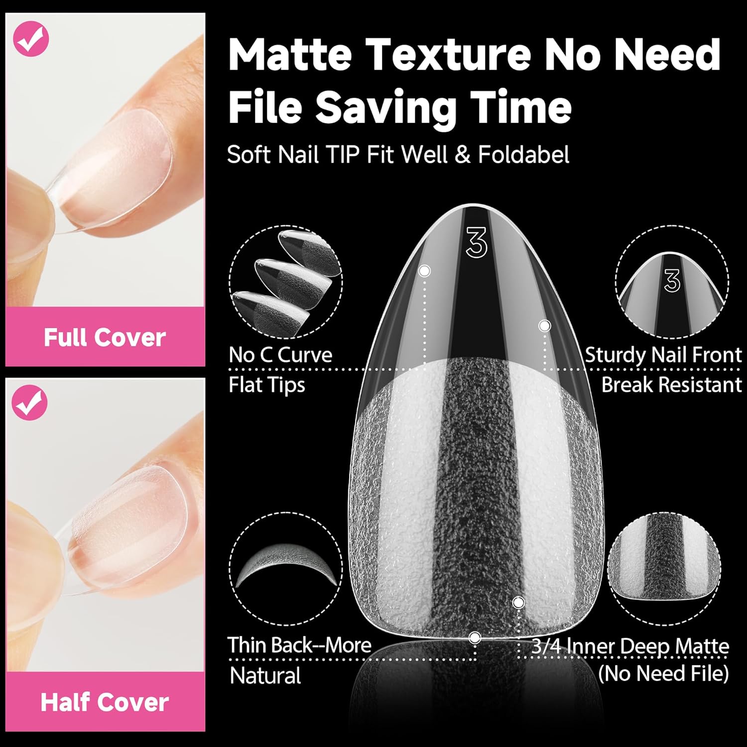 UNA GELLA Short Almond Nail Tips, 312pcs Short Almond Gel Nail Tips Shape Pre Etched Press On Nails Clear Acrylic Fake Nails No C Curve for Full Cover Nails Extension Home Art DIY Salon 12 Sizes-BrightBean Baby