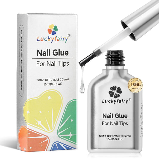 Gel Nail Glue Super Strong: 15ml Nail Glue Gel 6 in 1 for Acrylic Nails Tips and Clear Press on Fake Nails Long Lasting, Salon Art Gift DIY at Home Need U V Light Cured-BrightBean Baby