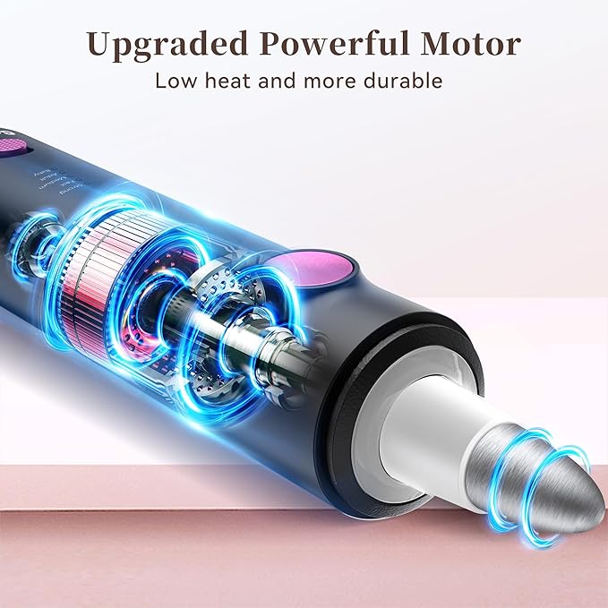 Electric Nail Drill, 8-in-1 Cordless Electric Nail File with LED Light, 5 Speeds Rechargeable Manicure and Pedicure Kit Hand Foot Care Tool for Nail Grinder Trim Polish for Women Baby-BrightBean Baby