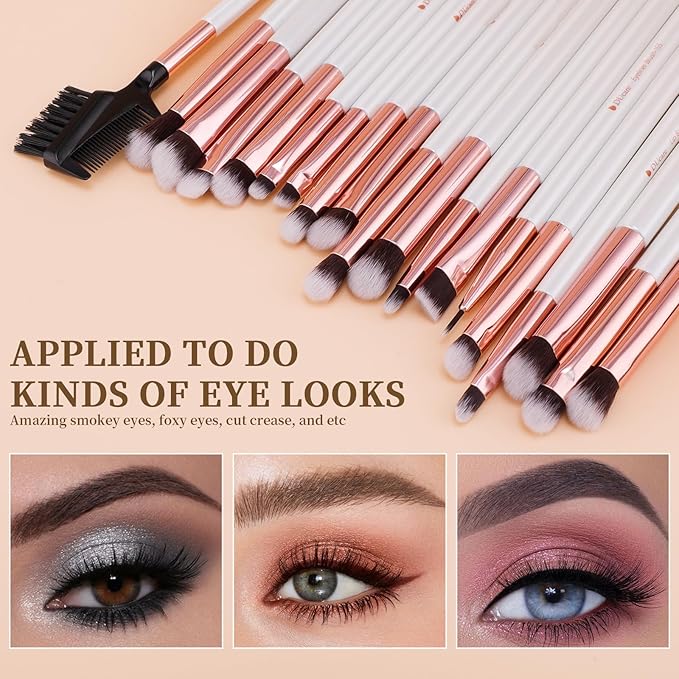DUcare Makeup Brushes Set Professional 27Pcs Makeup Brushes Premium Synthetic Kabuki Foundation Blending Face Powder Blush Concealers Eye Shadows Make Up Brushes Kit White-BrightBean Baby