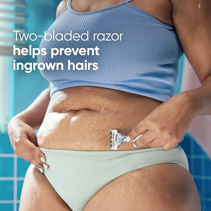 Gillette Venus for Pubic Hair and Skin Shaving Set, Women’s Razor, 1 Handle + 2 Blade Refills + 2-in-1 Cleanser-BrightBean Baby