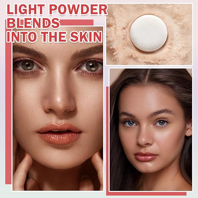 3PCS Loose Setting Powder Set,Lightweight Long Lasting Oil Control Loose Face Powder,Translucent Matte Drying Finishing Setting Powder for All Skin Types-BrightBean Baby