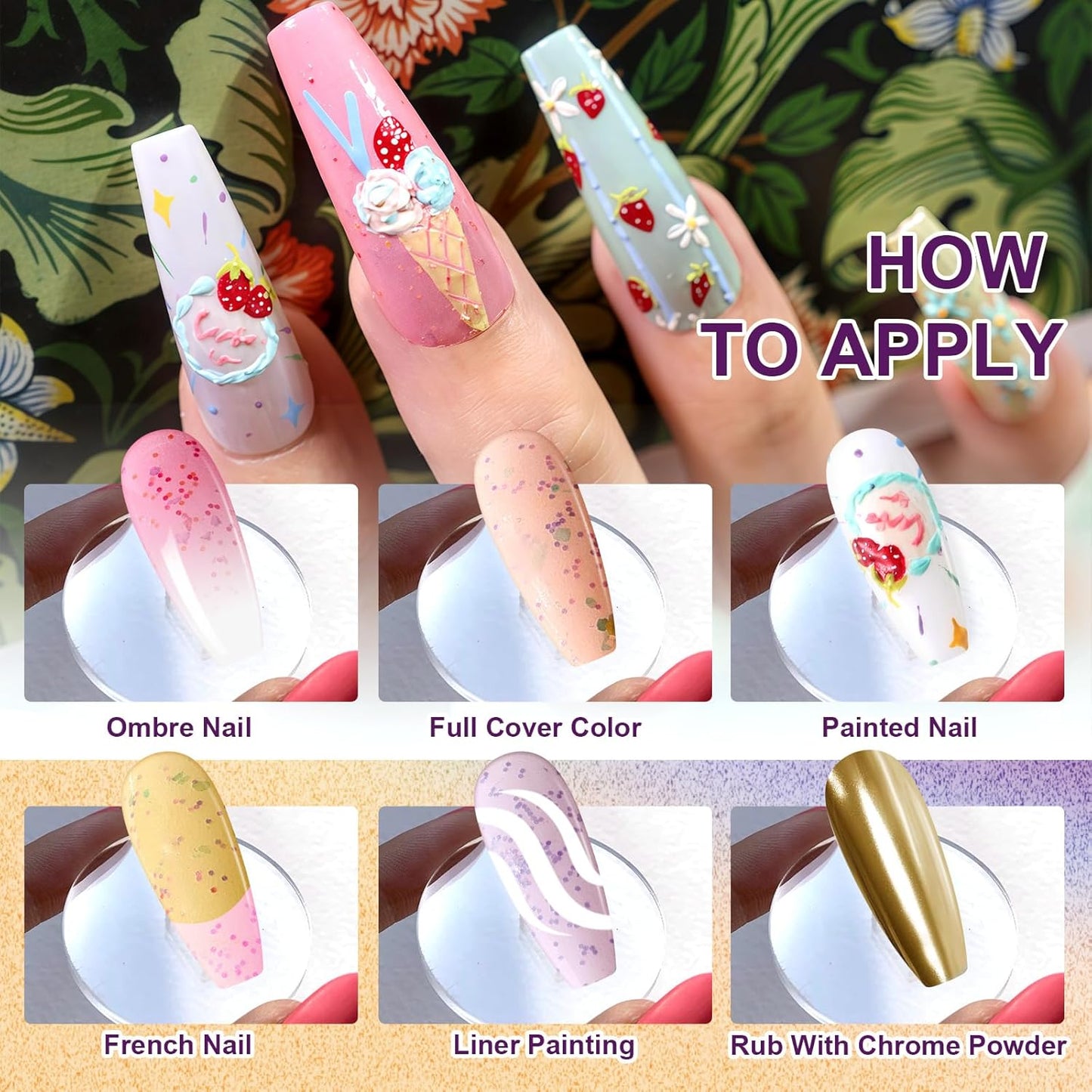 Gradient Painting Gel, 9 Colors Ombre Gel Nail Polish for 3D Sculpture Gel comes with Dotted Decorations Aura Nails French Manicure Soak Off UV Long-lasting Home Salon DIY Candy Cane Cream-BrightBean Baby