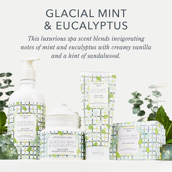 Beekman 1802 Glacial Mint & Eucalyptus Whipped Body Cream - 8 oz - Scented - Moisturizes, Soothes & Softens - With Coconut Oil & Mango Seed Butter - No Irritation - Good for Sensitive Skin-BrightBean Baby