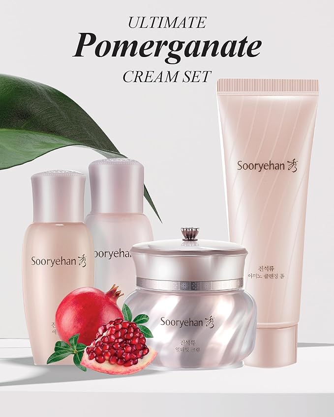 Sooryehan Ultimate Pomegranate (Cream Set, 4.4fl oz) - Skin Elasticity, Blemish and Skin Tone Improvement, Collagen, Elastin & Vitamin C-BrightBean Baby