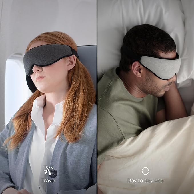 Ostrichpillow Eye Mask, Sleep Mask for Men Women 100% Blackout, No Pressure On Eyes, Soft & Breathable, Adjustable Fit, Travel Bag Included-BrightBean Baby