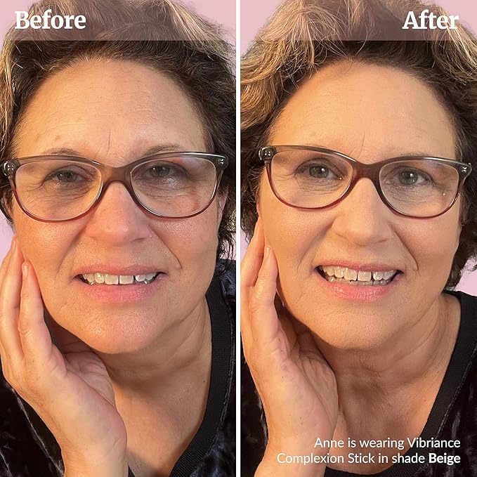 Vibriance Complexion Sticks - Foundation for Mature Skin - Sheer, Buildable Coverage Face Makeup Foundation for Older Women - 3-in-1 Base, Contour, Concealer - Beige-BrightBean Baby