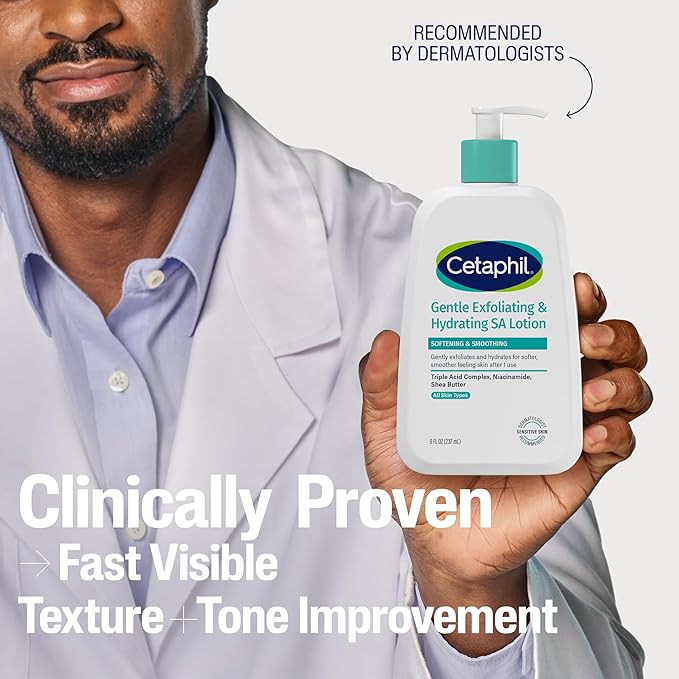 Cetaphil Gentle Exfoliating SA Lotion, Lightweight Moisturizer for All Skin Types, 8 Oz Pump Bottle, Salicylic Acid, Mandelic Acid & Gluconolactone, Gently Exfoliates, Dermatologist Recommended Brand-BrightBean Baby