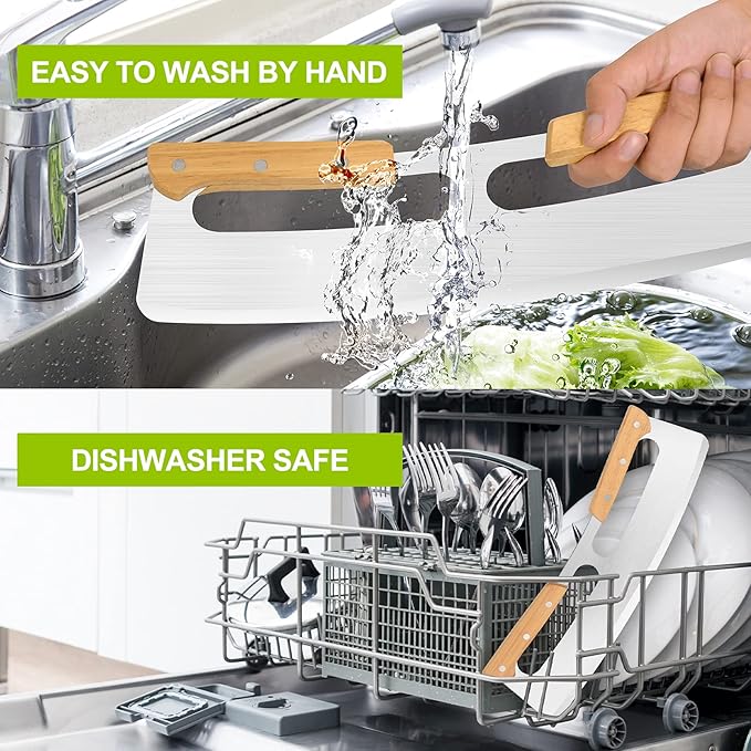 Pizza Cutter Rocker with Wooden Handles & Protective Cover by Zocy, 14" Sharp Stainless Steel Pizza Slicer Wheel, Big Pizza Knife Cutters for Kitchen Tool (14inch)