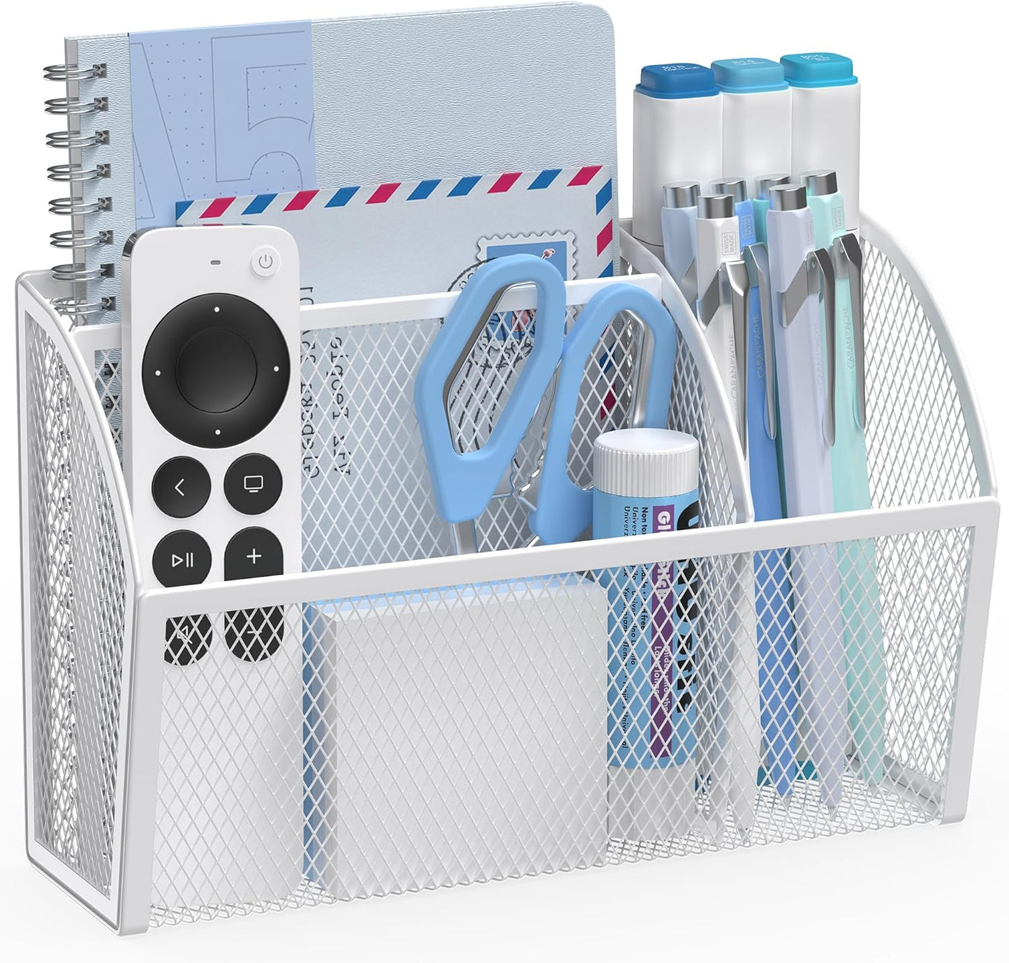 YINGHUA Strong Magnetic Pen Holder for Whiteboard and Refrigerator 3 Compartments Metal Mesh Organizer Space Saving Shelf for Office School Home and Locker - White-BrightBean Baby