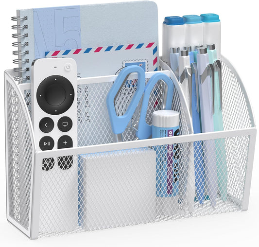 YINGHUA Strong Magnetic Pen Holder for Whiteboard and Refrigerator 3 Compartments Metal Mesh Organizer Space Saving Shelf for Office School Home and Locker - White-BrightBean Baby