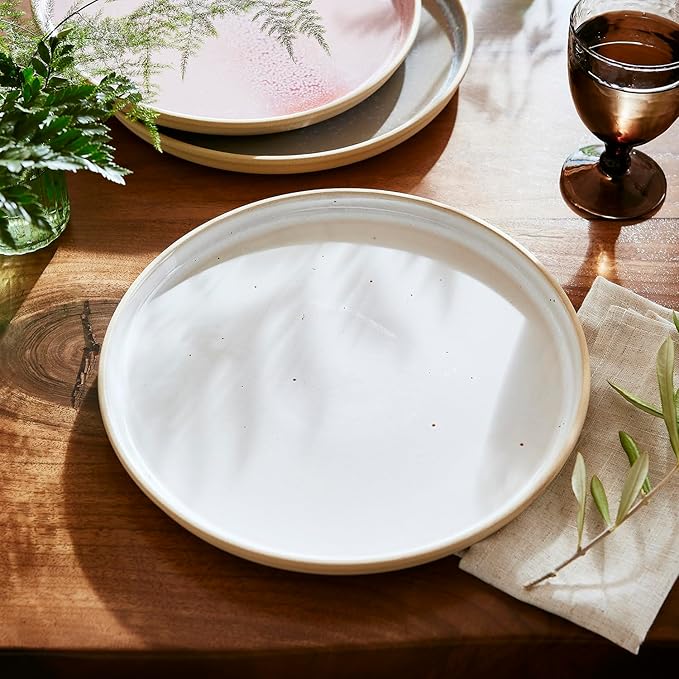Portmeirion Minerals 10.5" Dinner Plate, Rose Quartz (Set of 4) - Modern Stoneware Plates, Artisan-Crafted with Gentle Curves, Durable for Dining, Microwave & Dishwasher Safe - Made in Portugal