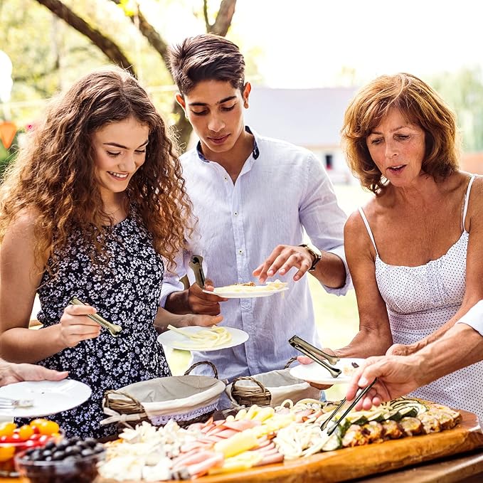 18 Pack Premium Small Serving Tongs, Mini Stainless Steel Appetizer Tongs Black 4.33Inch