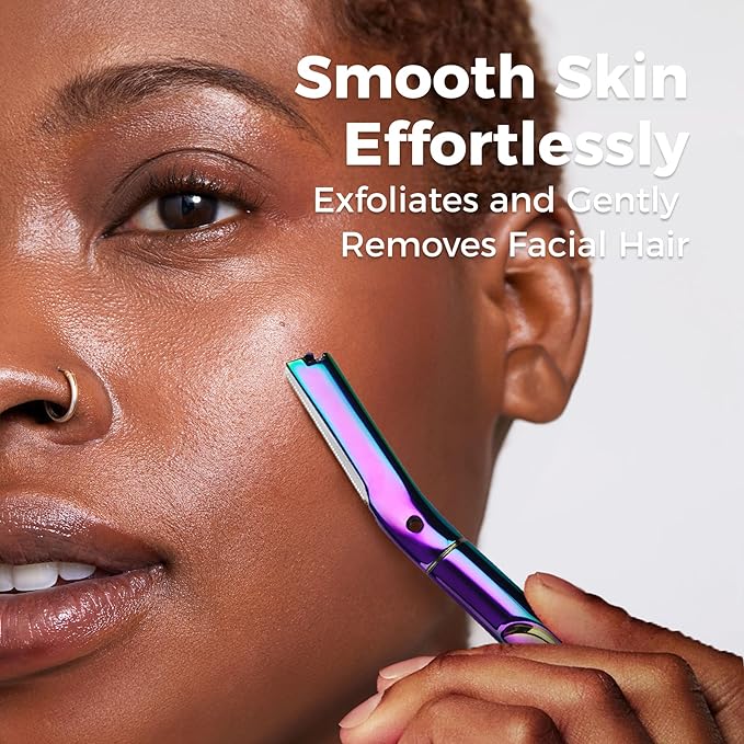 ZOMCHI Dermaplane Razor for Women Face, Premium Facial Razor & Eyebrow Razor, Dermaplaning Tool with Metal Handle, Removes Peach Fuzz, Exfoliates Skin, 11 Blades (Rainbow)-BrightBean Baby