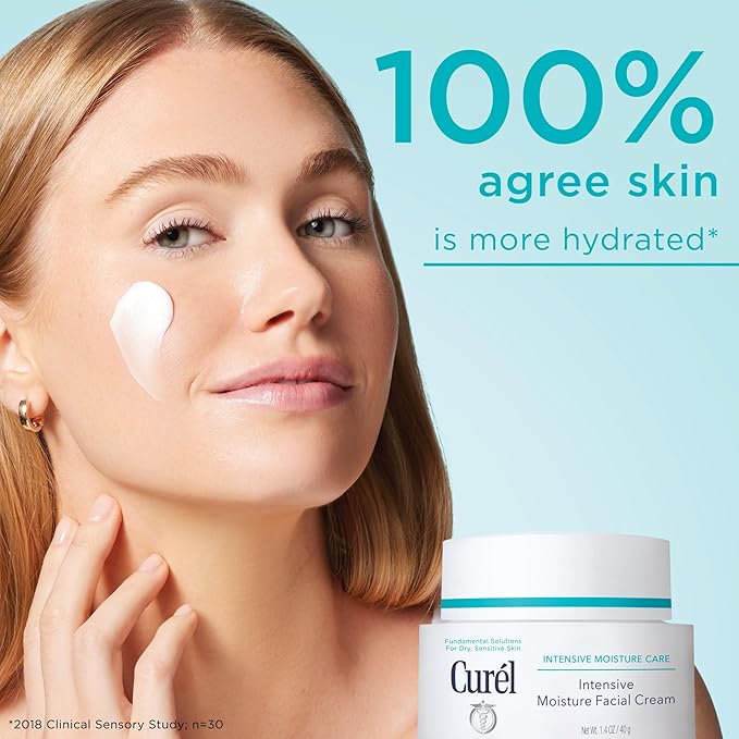 Curel Japanese Skin Care Intensive Face Moisturizer Cream, Hydrating Face Lotion for Dry to Very Dry Sensitive Skin, Anti-Aging, Fragrance-Free, Anti-Wrinkle Japanese Skin Care, 1.4 Oz-BrightBean Baby
