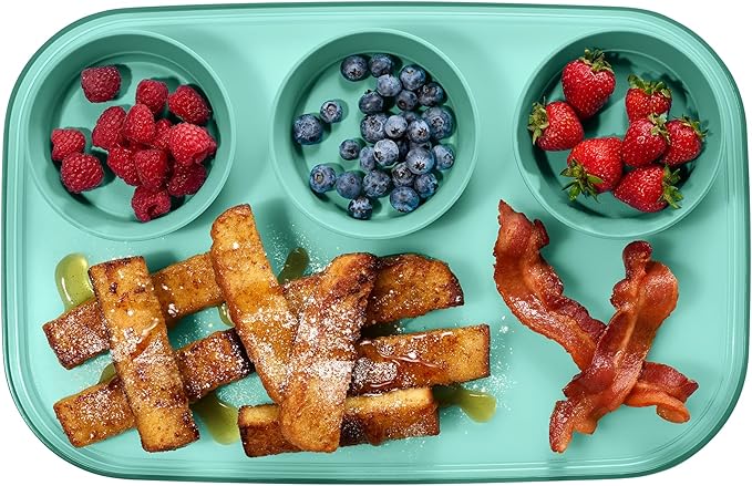 madesmart dipware 3 Bowl Serving Tray, Collapsible & Removable Dip Bowls for Charcuterie, Guacomole, Snacks, Veggies, Premium Dishwasher & Microwave Safe, Multipurpose Plate & Bowl, Teal