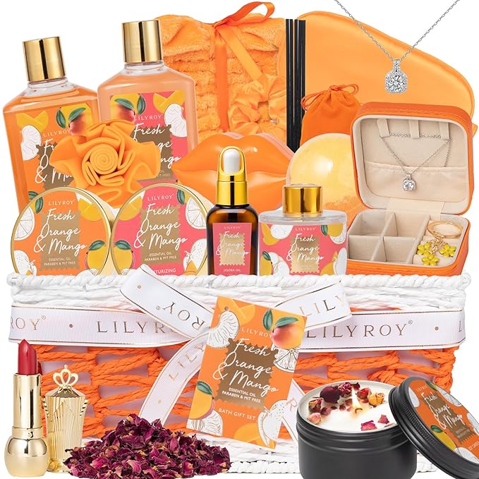 Mothers Day Gifts for Mom - 23-Piece Tropical Bath & Body Basket Set for Women, Spa Gift Basket with Shower Gel, Bath Bomb | Christmas Valentine's Birthday Gift All Occasion Holiday Gift Idea for Her-BrightBean Baby