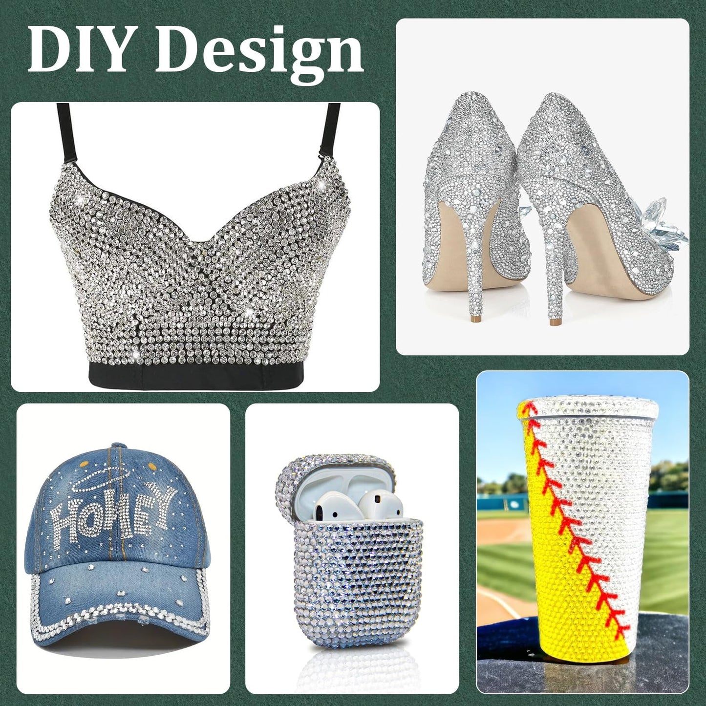 Resin Rhinestones for Crafting with B7000 Jewelry Glue, 1 Box Clear Flatback Crystals with 3Pcs 10ml Glue for Bedazzling Crafts DIY Nail Art Makeup，Non Hotfix Gems for Clothing Shoes-BrightBean Baby