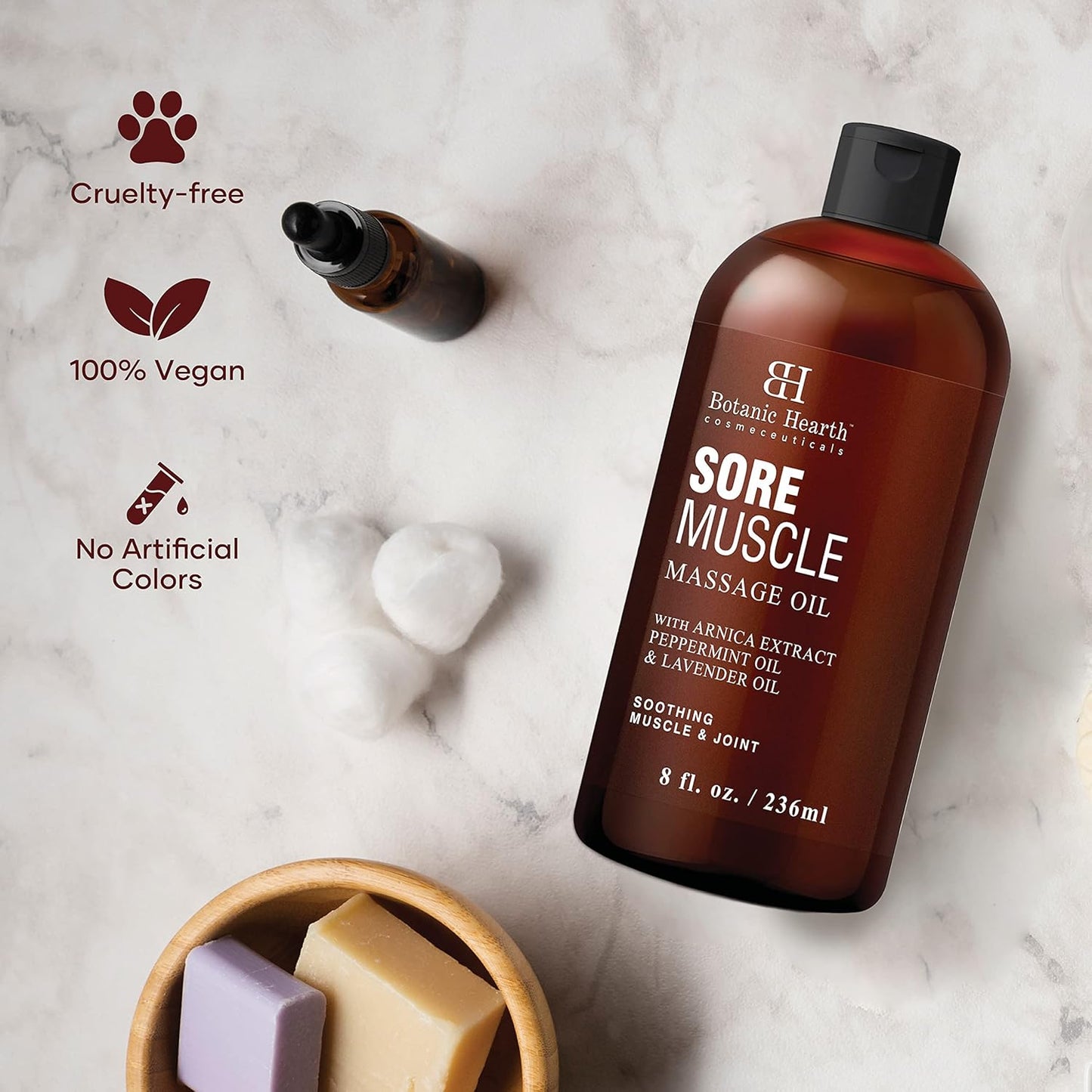 Botanic Hearth Sore Muscle Massage Oil | with Arnica Montana Extract and Essential Oils | Warming and Relaxing | Soothes Tired Sore Muscles and Joints, 8 Fl Oz-BrightBean Baby