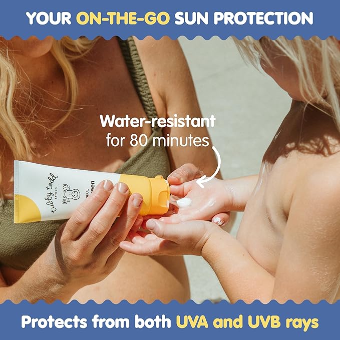 TUBBY TODD Mineral Sunscreen SPF 50 - Broad Spectrum Sunscreen Lotion for Kids - Water-Resistant for 80 Minutes - Safe for Sensitive Skin - Non-Greasy Feel - 2 Pack, 4 Fl Oz-BrightBean Baby