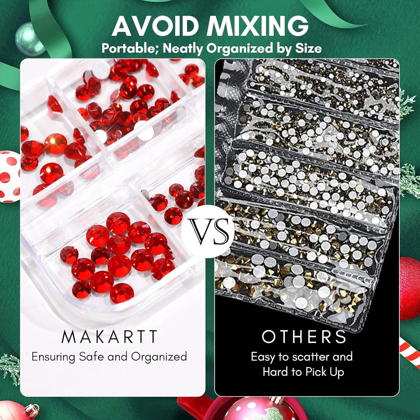 Makartt Red Nail Rhinestones Flatback Rhinestones Multi-Size Round Crystal Glass Nail Charms Diamonds Nail Jewels for DIY Crafts Makeup Nail Art Supplies Accessories Christmas Gift-BrightBean Baby