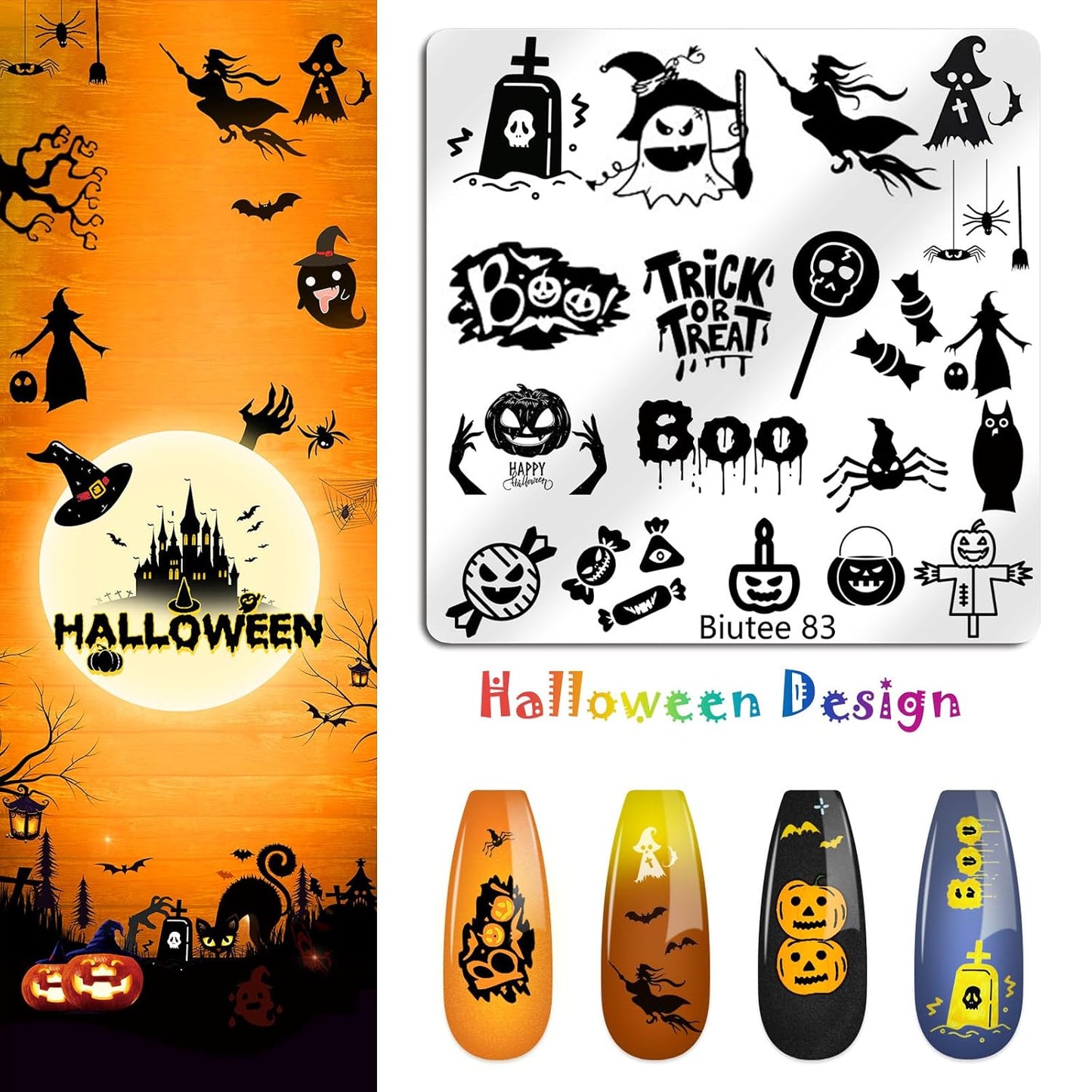 Biutee Nail Stamping Plate 15PCS Nail Stamper Kit Nail Art Stamping Plates Set with Nail Stamper, Scraper & Storage Bag, Nail Stamping Kit Star Bowknot Love Butterfly Leaf Halloween Design Template-BrightBean Baby