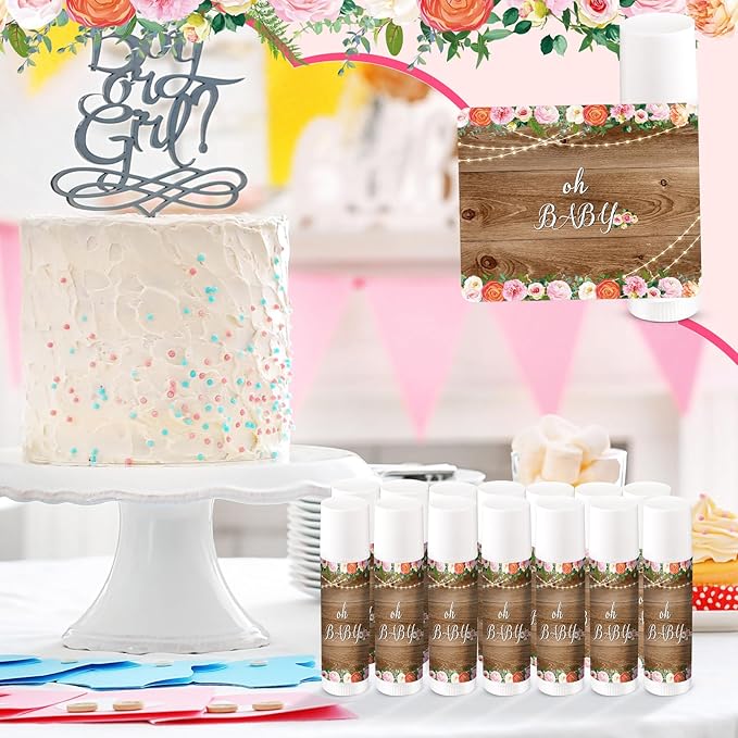 40 Pieces Lip Balm Bulk Baby Shower Jasmine Lip Balm Favors Floral Moisturizing Lip Balm for Women Children Men Girl kids Gender Reveal Favors Gift Baskets (Floral)-BrightBean Baby