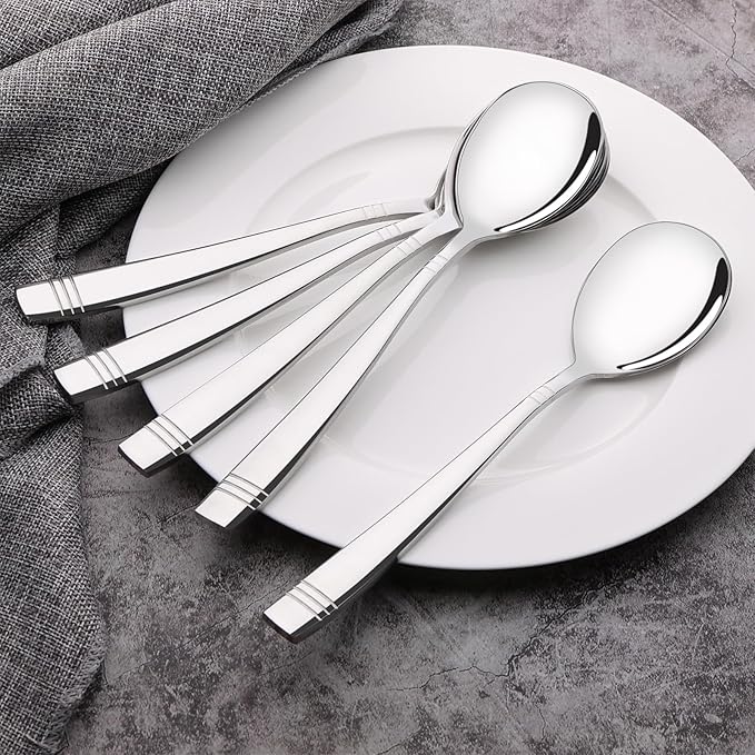 6 Pieces Large Serving Spoons, Stainless Steel Serving Spoons for Cooking, Buffet & Banquet