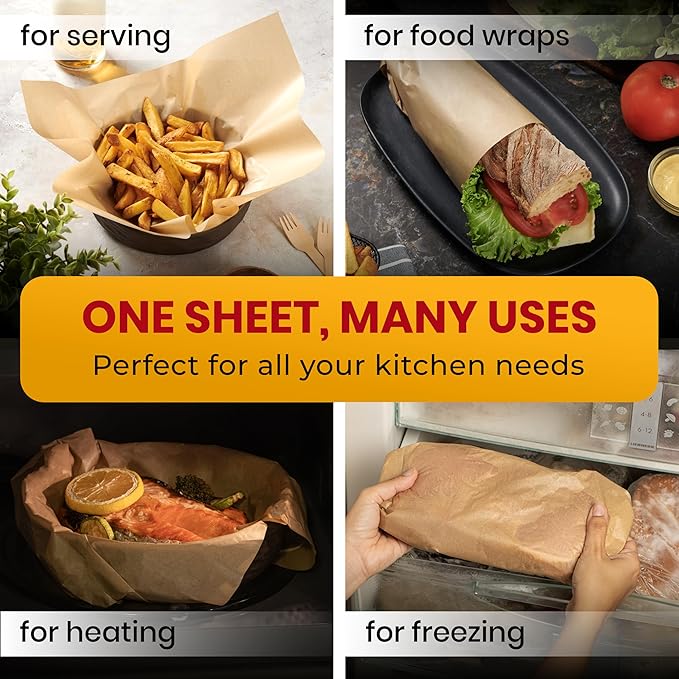 Quarter Sheet Pans 8x12 Inch Pack of 120 Parchment Paper Baking Sheets by Baker’s Signature | Precut Silicone Coated & Unbleached – Will Not Curl or Burn – Non-Toxic & Comes in Convenient Packaging