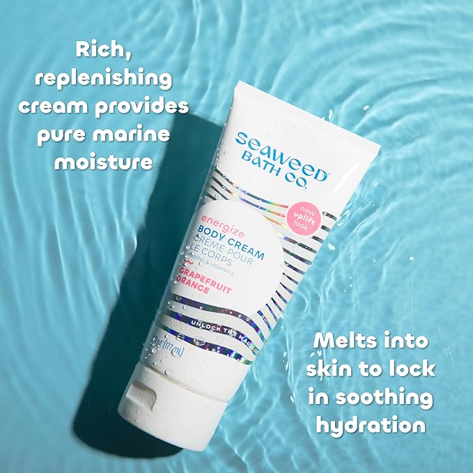 Seaweed Bath Co. Energize Body Cream - Grapefruit Orange | Hand and Body Lotion with Vitamin C, Hyaluronic Acid and Shea Butter | Invigorating Moisturizer For Dry Skin | 6 oz-BrightBean Baby