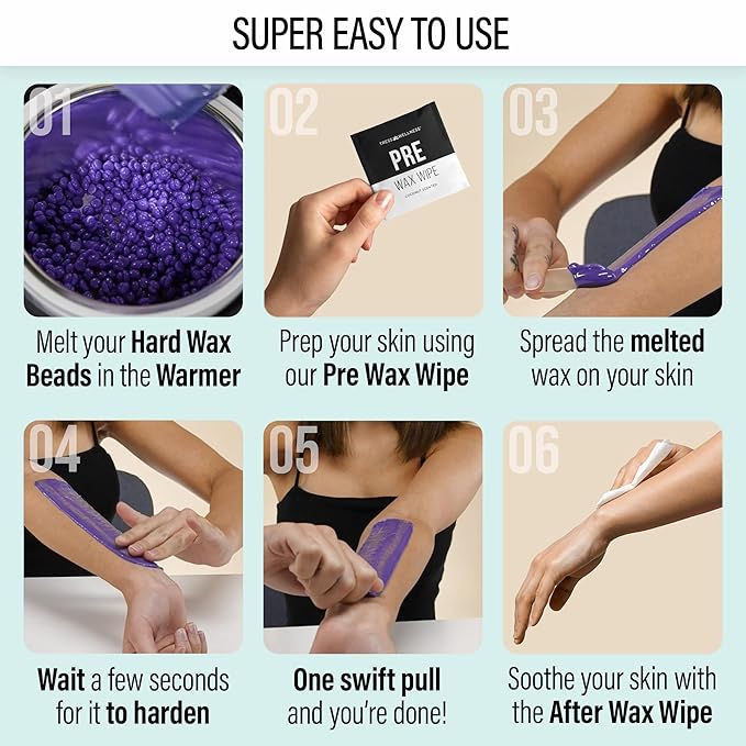 Tress Wellness Waxing Kit for Sensitive Skin – Safe for Face & Skin, Prep & Aftercare Spray, Easy to Use – At-Home Kit for Face, Bikini, Brazilian & Full Body – Black, No Display-BrightBean Baby