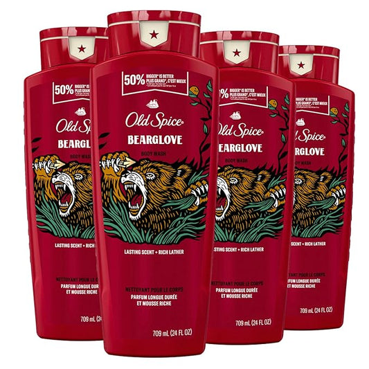 Old Spice Body Wash for Men, Bearglove, Long Lasting Lather, 24 fl oz (Pack of 4)-BrightBean Baby