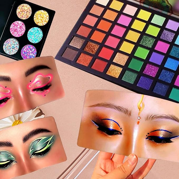 Mannequin Face for Makeup Practice, Makeup Practice Face Board with Makeup Brushes Rhinestones Sticker, Silicone Makeup Mannequin Face for Makeup Artist Supplies(Wheat colored)-BrightBean Baby