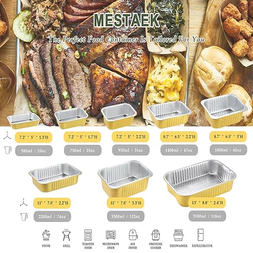 9"x 6.5" Sturdy Aluminum Foil Pans with Lids (5 Pack), 2X Thicker Heavy Duty for Oven Stove Grill Microwavable Cooking, Baking, Reusable Dishwasherable Disposable Pot, Container 47oz