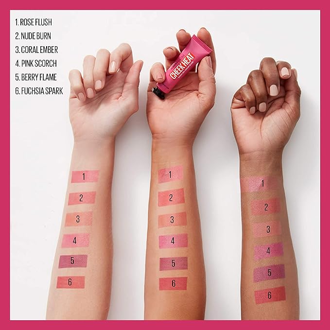 Maybelline Cheek Heat Gel-Cream Blush Makeup, Lightweight, Breathable Feel, Sheer Flush Of Color, Natural-Looking, Dewy Finish, Oil-Free, Fuchsia Spark, 1 Count-BrightBean Baby
