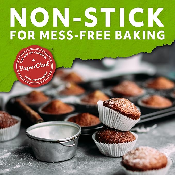 PaperChef - Mini Parchment Baking Cups - Easy Release, Non-Stick Paper - 90 Count