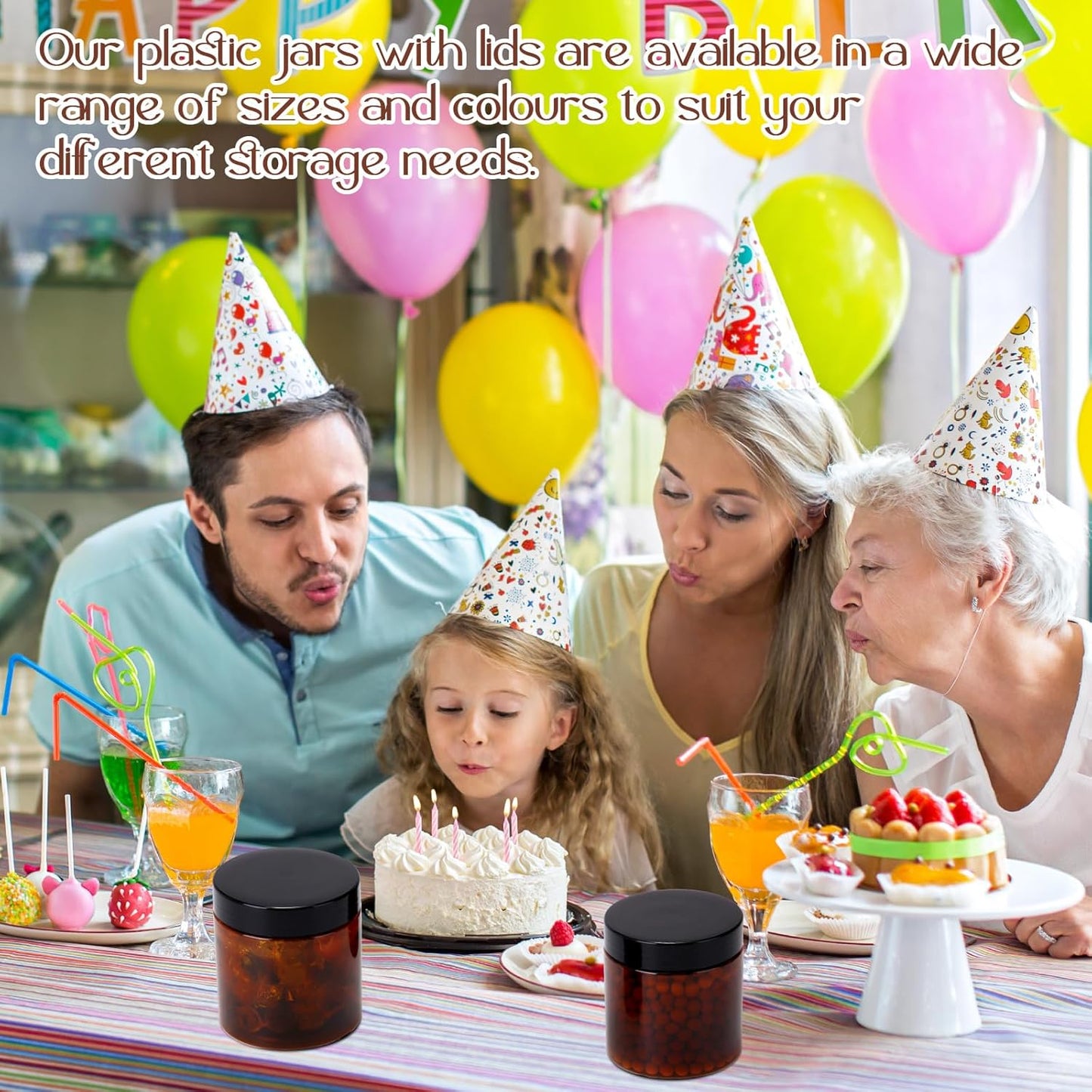 SATINIOR 100 Pcs Plastic Jars with Lids Small Containers Lids Wide Mouth Small Plastic Containers for Lotion Cream Rhinestones Body Butters Travel Storage(8 oz, Amber)-BrightBean Baby