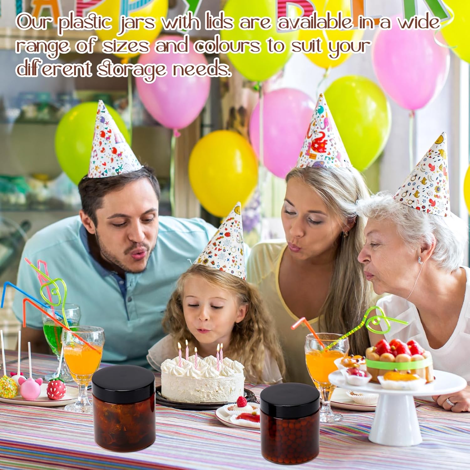 SATINIOR 100 Pcs Plastic Jars with Lids Small Containers Lids Wide Mouth Small Plastic Containers for Lotion Cream Rhinestones Body Butters Travel Storage(8 oz, Amber)-BrightBean Baby