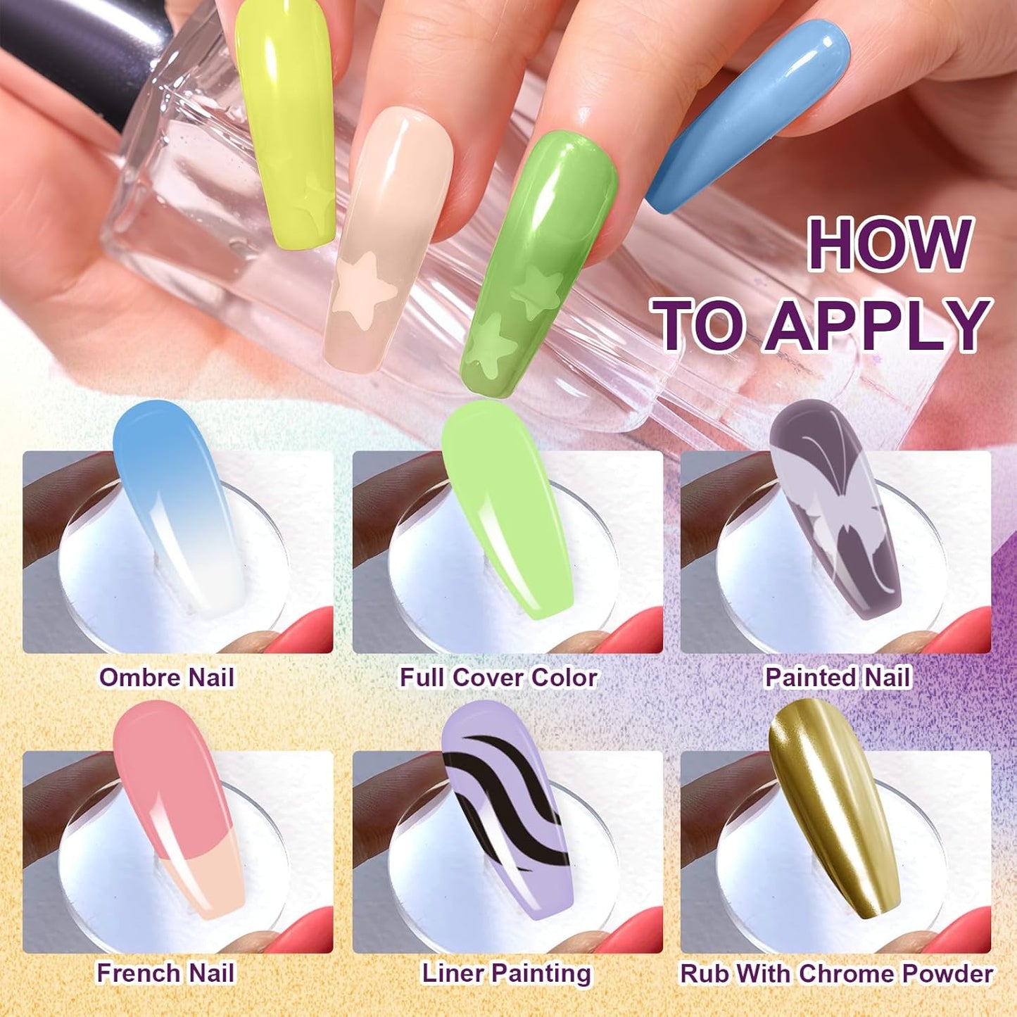 Gradient Painting Gel, 16 Colors Ombre Gel Nail Polish for Ombre Nails Aura Nails, French Manicure DIY Nail Art, Long-lasting High-glossy No-wipe Home DIY Palette Cloud Fluff-BrightBean Baby