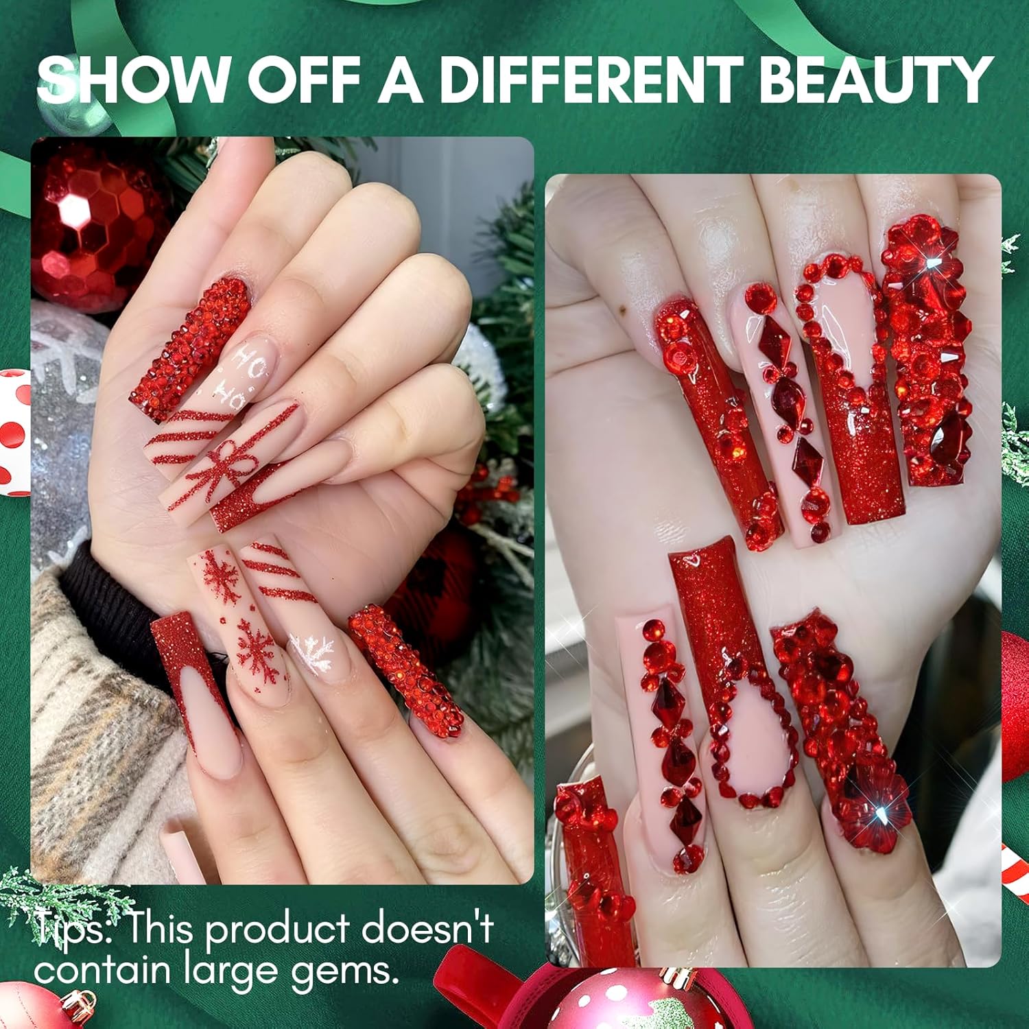 Makartt Red Nail Rhinestones Flatback Rhinestones Multi-Size Round Crystal Glass Nail Charms Diamonds Nail Jewels for DIY Crafts Makeup Nail Art Supplies Accessories Christmas Gift-BrightBean Baby