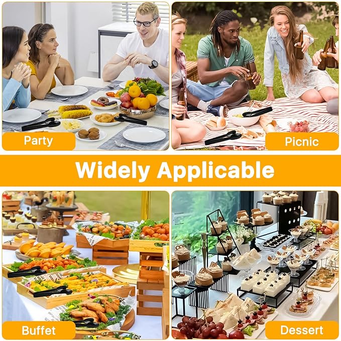 40Pcs Plastic Tongs for Serving Food, 9 Inch Plastic Serving Utensils Tongs, Heavy Duty Salad Tong, Disposable Tong for Food Kitchen Buffets BBQ Events Catering, Medium