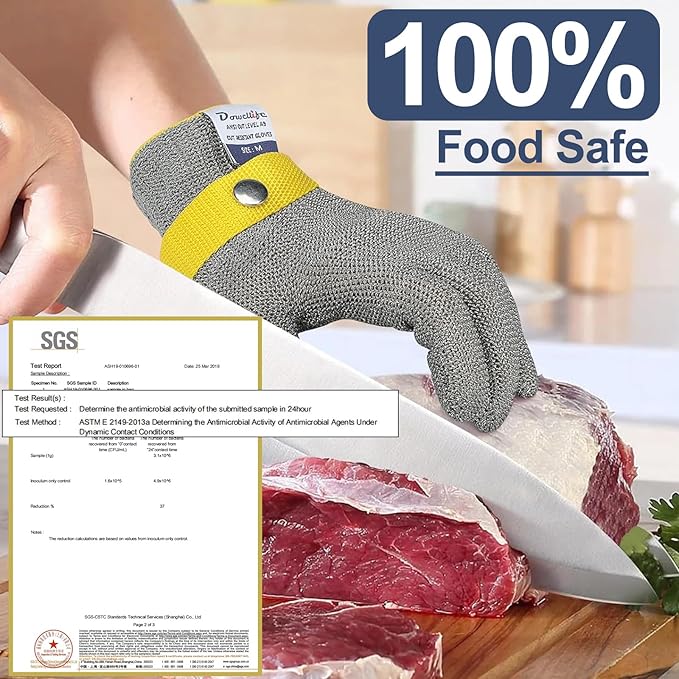 Dowellife Level 9 Cut Resistant Glove, Grey, X-Large, 2 Pcs