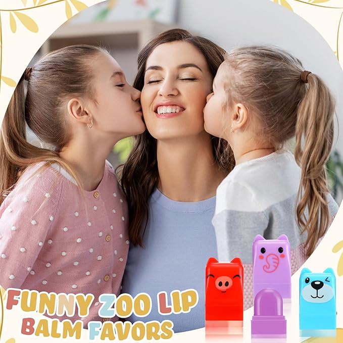 12 Pcs Farm Animals Birthday Lip Balm Gifts for Baby Shower Prizes Gift Baby Shower Favors Genger Reveal Gifts Zoo Theme Birthday Party Favors for Preschool Toddler Boy Girl Classroom Prizes-BrightBean Baby