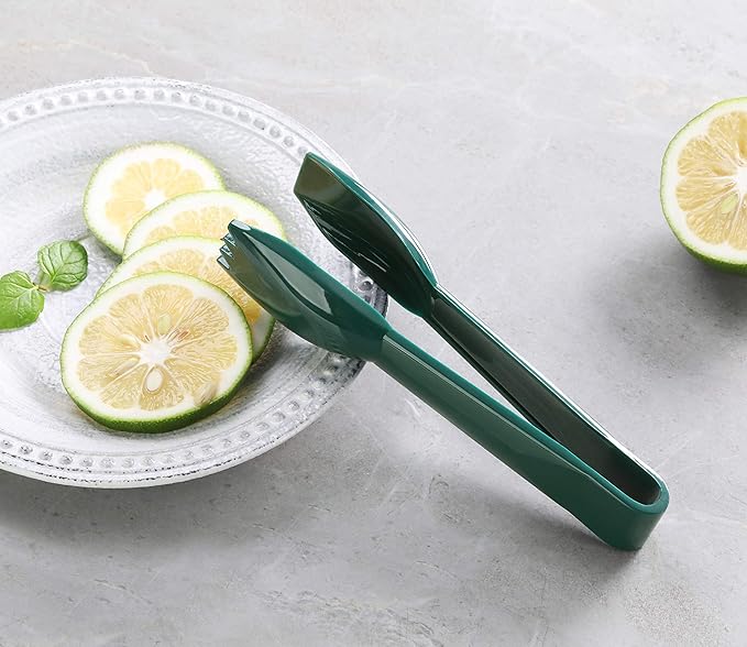 New Star Foodservice 35599 Utility Tong, High Heat Plastic, Straight Edge, 6 Inch, Set of 12, Green