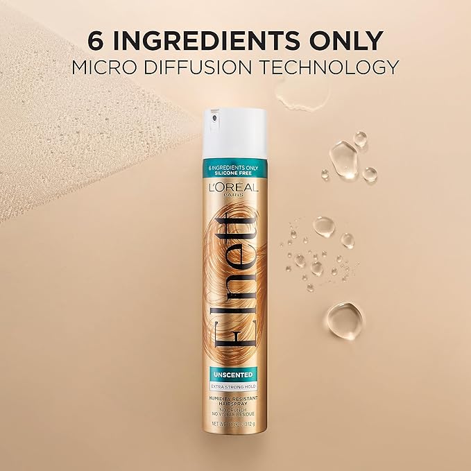 L'Oreal Paris Elnett Hair Care Elnett Satin Extra Strong Hold Hairspray - Unscented, Long Lasting + Humidity Resistant, Hair Styling Spray, 2.2 Oz-BrightBean Baby