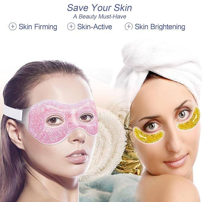 Ice Under Eye Patches Eye Mask Lip Care Gel Pads Treatment Mask Lip Mask, Cooling Eye Lip Gel Masks Cold Hot Therapy for Wrinkles Firming Swelling Cosmetic Bruising Reusable 7 Pack-BrightBean Baby