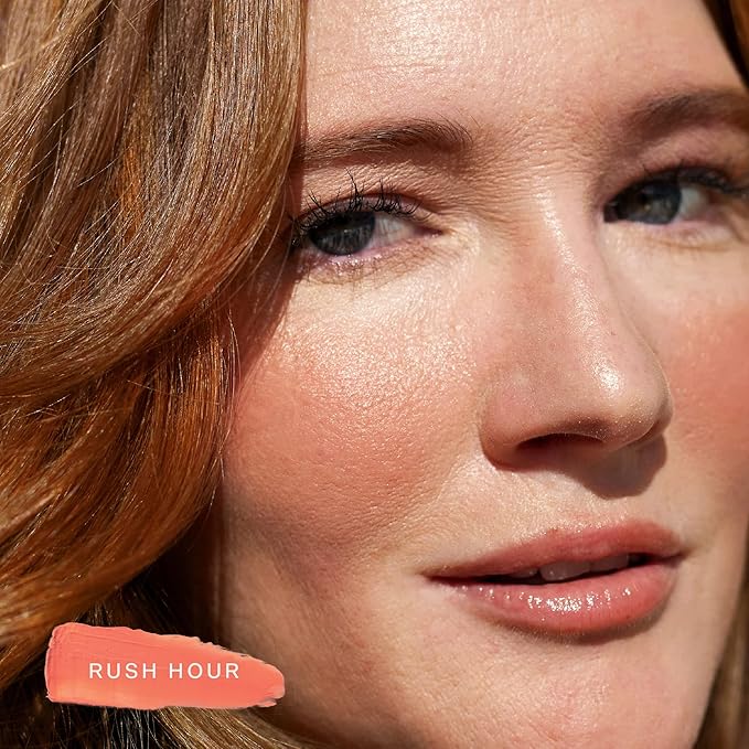 Tower 28 Beauty BeachPlease Cream Blush for Cheeks and Lips - Multi-Purpose Lip and Cheek Tint in Sun-Kissed Peach Blush - for Sensitive Skin – Color RUSH HOUR, Luminous Finish-BrightBean Baby