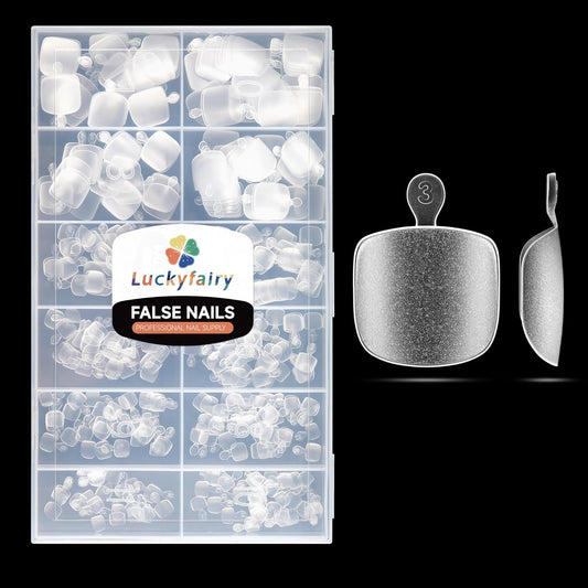 Square Toe Nail Tips, 240pcs Press On Toenails for Women Full Matte Wider Toe Nail Tips, 12 Size Full Cover Short Fake Toenail for Big Toe Nail Extensions Home DIY Nail Salon Soak Off-BrightBean Baby